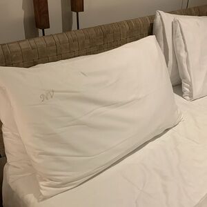 White Pillowcase with Embroidered Logo NV king size, brand new, cotton, must!